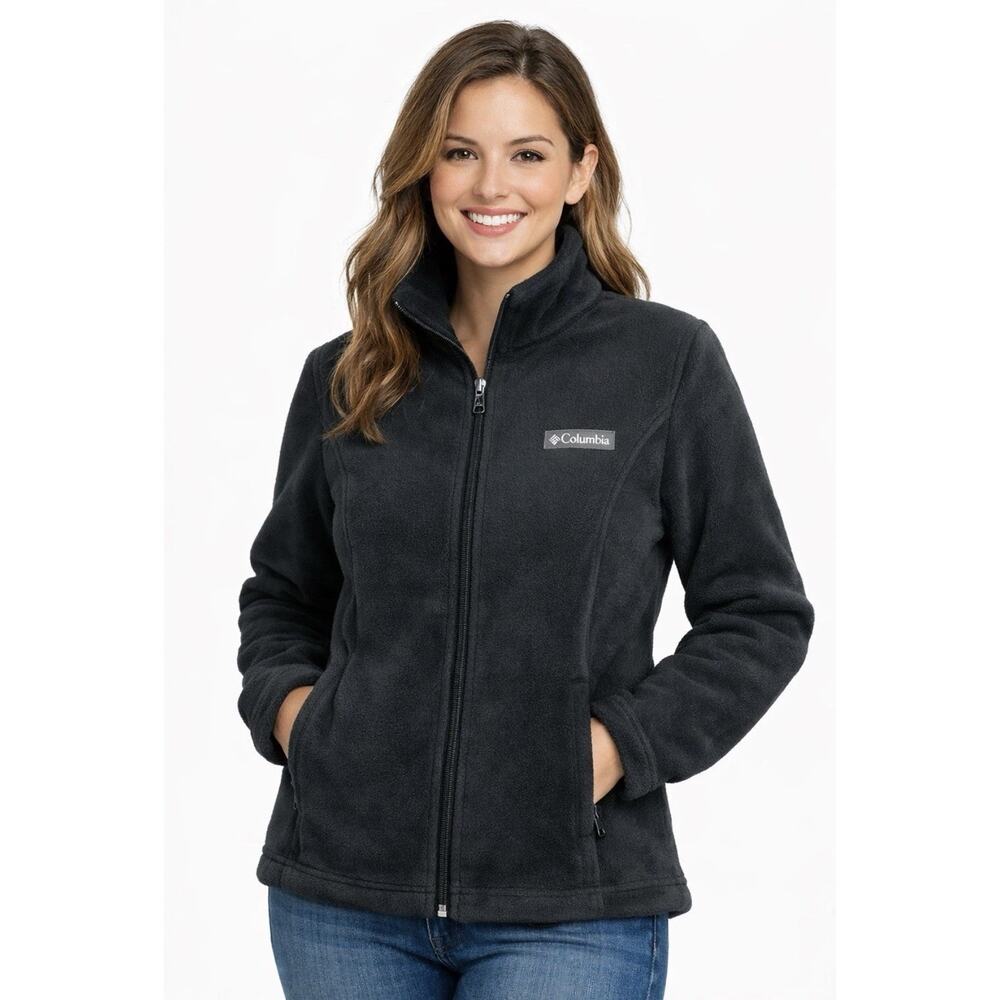 Columbia Women’s Small Full Zip Fleece Jacket Black Outdoor Casual